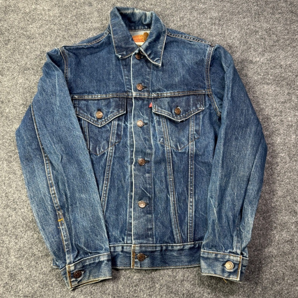 Levis Denim Trucker Jacket Womens 34 Blue Rose Embroidery Retro 70s